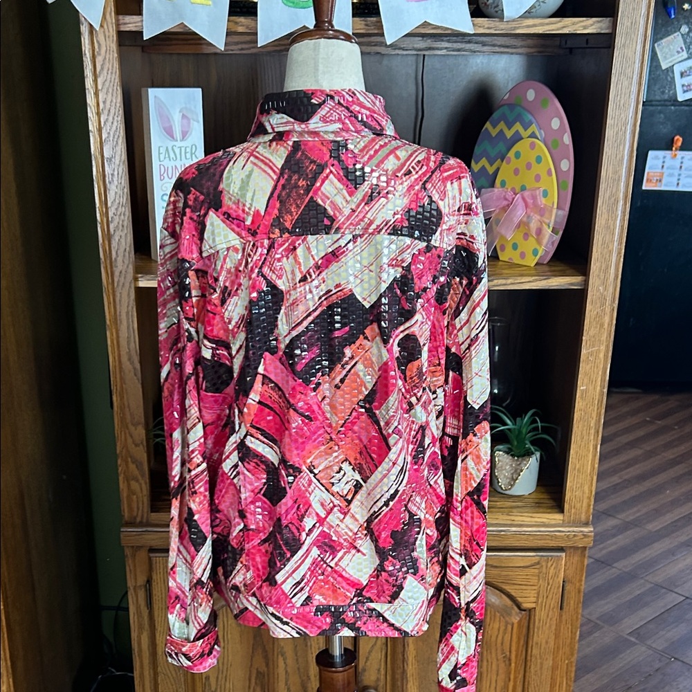 Notations Pink Multi Printed Button-Front Shirt J… - image 8